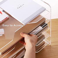Classeur de bureau en acrylique transparent, avec étagères et trieur horizontaux à 5 niveaux, plateau à lettres en papier pour le bureau et la maison,