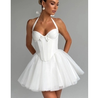 Robe Courte Tendance pour Femme, Nouvelle Collection Été, Haute Qualité, avec Bretelles Patchwork et Maille Fluffy, Motif Arête de Poisson