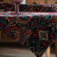 Nappe Jacquard Géométrique Ethnique Miao, Tissu Épais Double Face Coloré, Housse Décorative de Table à Manger Style Bohème