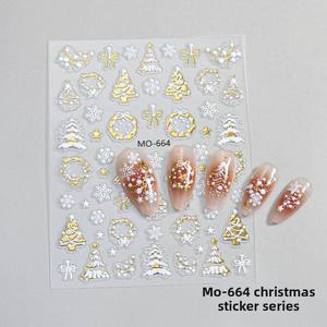 Autocollants pour ongles de Noël en résine 3D, motifs brillants en relief, flocons de neige, couronnes, autocollants imperméables, bricolage, art des ongles de Noël - Product Image 3