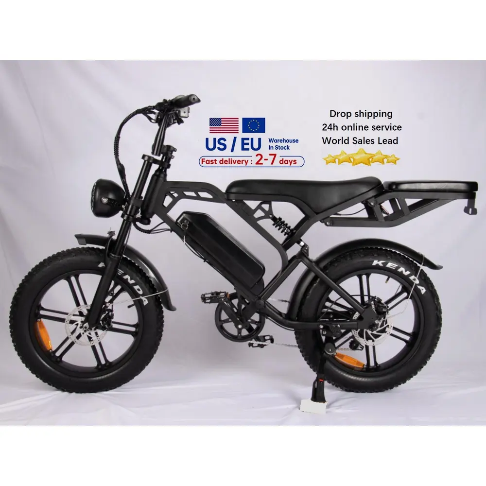 Elektrische Fatbike V20 Pro 2 Seat E-Bike Velo Elektrische Motorfiets E Bike 250W Ebike Elektrische Fietsen Voor Mannen