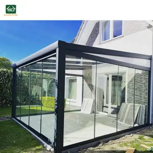行政长官批准的玻璃日光室花园房间玻璃，带天井加热和滑动玻璃墙