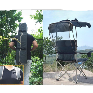 <span class=keywords><strong>Chaise</strong></span> <span class=keywords><strong>de</strong></span> camping pliable d'extérieur <span class=keywords><strong>avec</strong></span> <span class=keywords><strong>housse</strong></span> <span class=keywords><strong>de</strong></span> pluie, <span class=keywords><strong>accoudoirs</strong></span> et dossier en métal, auvent pare-soleil <span class=keywords><strong>pour</strong></span> pique-niques, pêche et barbecue - Product Image 4