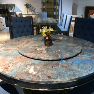 Table à manger ronde en pierre métallique, 4 places, moderne, italienne, de luxe, en marbre - Product Image 2