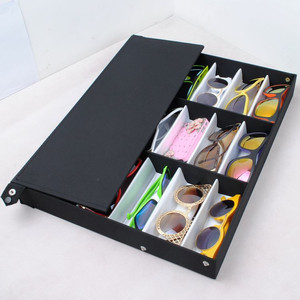 Bán Buôn Cửa Hàng Bán Lẻ Hiển Thị Đứng Lưu Trữ Box Tray Trường Hợp Cứng Black Show Trường Hợp 18 Slots Có Thể Gập Lại Đứng Hiển Thị Trường Hợp Kính Râm - Product Image 3