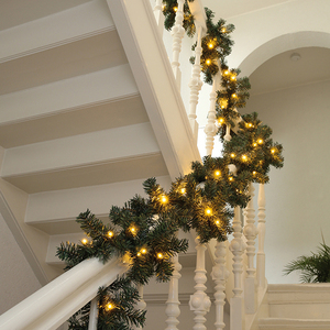 <span class=keywords><strong>Guirlande</strong></span> <span class=keywords><strong>de</strong></span> <span class=keywords><strong>sapin</strong></span> artificielle verte avec lumières LED, feuilles vertes, décoration <span class=keywords><strong>de</strong></span> Noël, IP44, alimentée par batterie rechargeable, décoration extérieure - Product Image 6