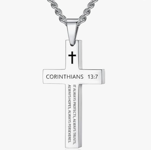 GIVELUCK bibbia ispiratrice Christian in acciaio inossidabile collana con ciondolo a croce per uomini e donne gioielli fede regali - Product Image 5