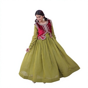 Vestido Largo de Terciopelo Mal Chanderi con Cuentas y Lentejuelas Bordadas - Estilo Moderno para Bodas, Diwali y Bailes de Graduación - Product Image 1