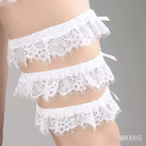 M80005 <span class=keywords><strong>Jarretière</strong></span> de <span class=keywords><strong>mariage</strong></span> en dentelle <span class=keywords><strong>ivoire</strong></span>, <span class=keywords><strong>jarretière</strong></span> de mariée - Product Image 2
