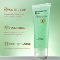 Gel nettoyant pour le visage contre l'acné avec du thé vert, des acides aminés et de l'acide salicylique - Nettoyage en profondeur, lissage et hydratation pour les peaux sèches