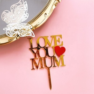 Acrylic <strong>Best</strong> MOM Birthday Party Cake Topper Golden Thanksgiving Mothers Day Love <strong>Mum</strong> Holiday Cake Decoration - Product Image 4