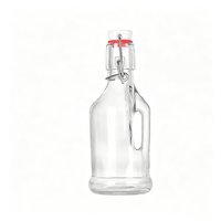 Bouteille en verre à ouverture pivotante avec poignée latérale pour la fabrication artisanale de kombucha et de cidre, 250 ml, 350 ml, 500 ml