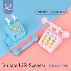 <span class=keywords><strong>Jouet</strong></span> éducatif Montessori, jeu de simulation, téléphone en bois pour enfants, unisexe, couleurs bleu/<span class=keywords><strong>rose</strong></span>, matériau écologique - Product Image 3