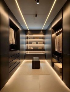 Garde-robe moderne en <span class=keywords><strong>bois</strong></span> massif à lumière LED Design moderne et minimaliste pour la chambre principale Placard de luxe Besoins personnalisés - Product Image 6