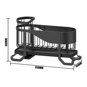 Évier de cuisine noir Caddy <span class=keywords><strong>porte</strong></span>-éponge produits <span class=keywords><strong>porte</strong></span>-éponge en acier inoxydable <span class=keywords><strong>sous</strong></span> évier support de rangement organisateur pour évier de cuisine - Product Image 4