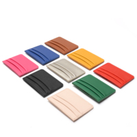 Dompet Kartu Kulit PU Logo Kustom Grosir, 5 Slot, Warna Cerah, Porte Cartes Remaja