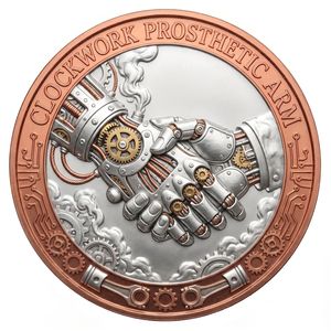 Moneta da 1 Troy Ounce in Rame Puro, Braccio Protesico Meccanico a <span class=keywords><strong>Orologeria</strong></span>, Souvenir Steampunk, Moneta Commemorativa, Regalo Tech Art - Product Image 1