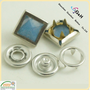 Nút chụp kim loại ngọc trai prong nút chụp nút vuông - Product Image 4