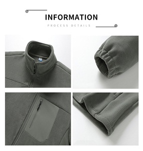 Vestes <span class=keywords><strong>Polaire</strong></span> Unisexe avec Logo Personnalisé à Col Montant Manteaux Chauds avec Fermeture Éclair avec Poches pour l'Hiver Randonnée Décontracté - Product Image 3