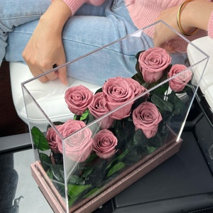 EVERY LOVE New Burnt Brown Rose Manor Immortal Rose Acrylique Boîte ODM-OEM Acrylique Fleur Vitrine Boîte pour Petite Amie - Product Image 1