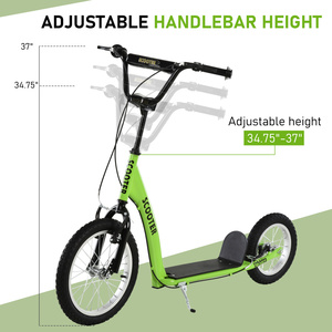 Trottinette pour enfants Aosom en stock aux États-Unis, guidon réglable, roues avant de 16 pouces, roues arrière de 12 pouces, freins doubles, pneus gonflables - Product Image 4