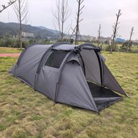 Tenda Terowongan Kamuflase Lapis Ganda Empat Musim untuk Berkemah di Luar Ruangan, Ruang Luas Multifungsi dengan Tirai Langit 2-in-1