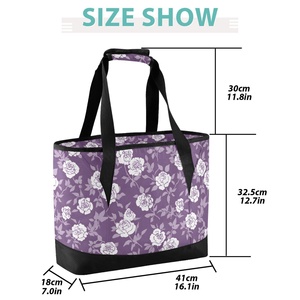 Sac isotherme portable à motif floral pour pique-nique, sac fourre-tout isotherme personnalisé avec logo, sac de courses isotherme avec fermeture éclair - Product Image 4