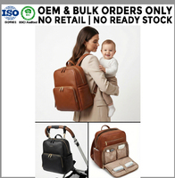 Sac à dos de maternité en cuir végétalien de qualité supérieure avec poches isothermes, matelas à langer et sangle de poussette – Fabricant OEM