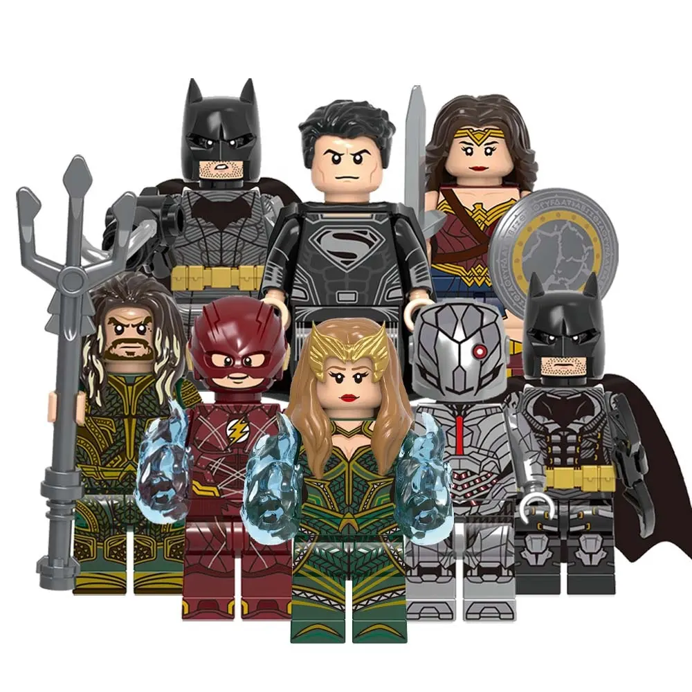 6pcs lot Super Heroes Justice League Batman Wonder Printd lego minifigure costum 