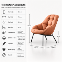 Fauteuil d'appoint moderne en similicuir, siège individuel, dossier coquille, fauteuil lounge rembourré, pieds en acier pour salon et hôtel