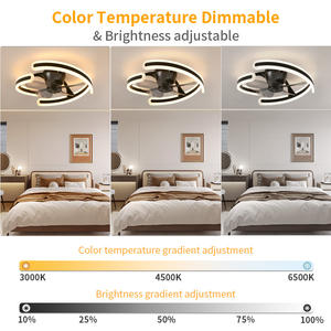 Ventilador de Techo Moderno de 20 Pulgadas para Dormitorio con Luz LED, 5 Velocidades, Motor de CC de Plástico, Funcionamiento Silencioso, Control Remoto, Control por Aplicación, Eléctrico - Product Image 3