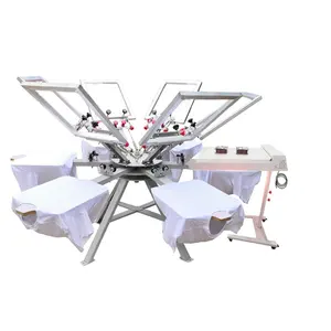 Micro Registration Manual 6 Colour 6 Station Disk Octopus Clothing Screen Printing Machine For Sale