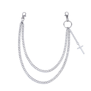 Waist <b>Chain</b> Double Layer Metal <b>Cross</b> Pendant Zinc Alloy Hip Hop Daily Wear Accessory Unisex - Product Image 5