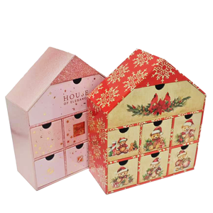 Boîte cadeau de stockage de bijoux en forme de maison faite à la main sur mesure 7 jours avec <span class=keywords><strong>calendrier</strong></span> de l'avent fabriquée en usine pour la stratification <span class=keywords><strong>Little</strong></span> Matt - Product Image 1