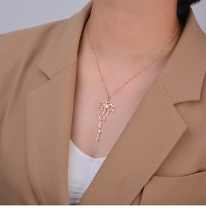 Collana Personalizzata con <span class=keywords><strong>Nome</strong></span> e <span class=keywords><strong>Fiore</strong></span> di Nascita per Anniversario Femminile, Catena in Acciaio Inossidabile Placcato Oro 18K, Ciondolo Romantico Personalizzato - Product Image 6