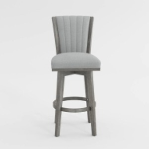 Juego de 2 Sillas de Barra Giratorias Convertibles, Tapizadas en Terciopelo Gris con Diseño de Canales, para Uso en Hoteles y Apartamentos - Product Image 6
