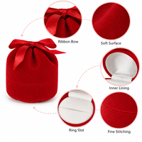 Boîte à bijoux en velours rouge en forme de nœud, à fond rond, pour bagues, boucles d'oreilles, colliers et autres bijoux – Vente en gros