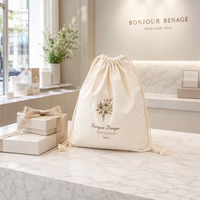 Sacs en coton mousseline personnalisés avec logo imprimé OEM, pour cadeaux, bougies artisanales, emballage de sacs à main, sacs à poussière en calicot recyclables et biologiques avec cordon de serrage