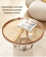 Petite table basse nordique minimaliste, table d'appoint blanche pour la maison, meubles de maison, table ronde en verre moderne.