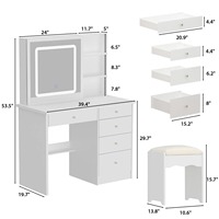 Ensemble de table de maquillage de haute qualité personnalisé avec miroir coulissant et tabouret rembourré