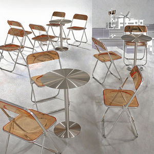 Chaise de salle à manger pliante en acier inoxydable de style industriel moderne pour café, hôtel, école, salon de thé, pâtisserie, appartement - Product Image 3