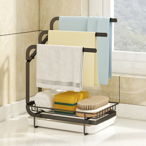 Nouveau robinet d'évier en acier inoxydable, organisateur caddy, éponge de savon, support de séchage pour étagère d'évier de cuisine avec porte-serviettes - Product Image 3