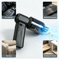 Outil de soufflage et d'aspiration sans fil 2-en-1, 130000 tr/min, force de soufflage max. 200g, lampe de travail LED et écran numérique pour le déneigement et l'élimination des feuilles