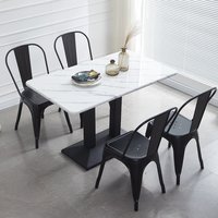 Nouvelle chaise de salle à manger mobile en métal de style industriel européen moderne de luxe Ruifu, revêtement en cuir, personnalisable pour l'extérieur