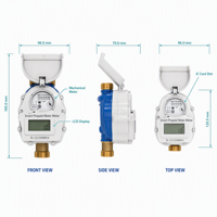 Meter Air Prabayar Pintar Akurasi Tinggi DN15 DN20 untuk Hunian, OEM, Dapat Disesuaikan, Kartu IC RF, IP68, Bodi Kuningan Besi, Dapat Disesuaikan