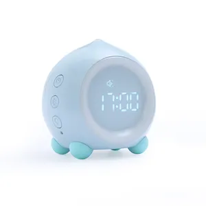 alarm clock for kids children sleep trainer snooze nap timer sleep sounds machine teach children time to wake up night light