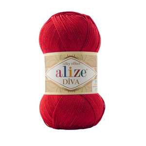 เส้นด้ายอะคริลิค100% 106 alize Diva สีแดงเข้ม - Product Image 1