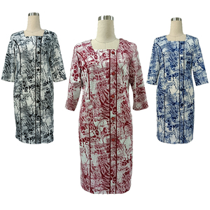 Vestido Lápiz de Gasa para Mujer Tallas Grandes, Estampado, Casual, Ecológico, de Secado Rápido, Transpirable, con Cremalleras, para Iglesia u Oficina, ODM - Product Image 4