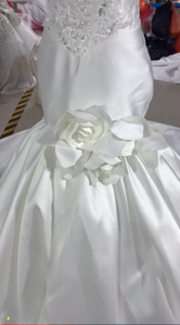 Robe de mariée sirène de luxe en satin 2026, bustier cœur en dentelle, corsage orné de cristaux, motifs floraux 3D, <span class=keywords><strong>grande</strong></span> <span class=keywords><strong>taille</strong></span>, robe de mariée africaine sur mesure - Product Image 4