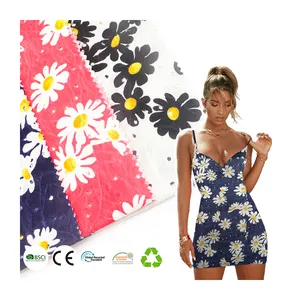 95% Polyester 5% Spandex Fabric Fashion Design Flower Print Breathable Stretchy Dress Garment Material Fabrics For Boys Girls